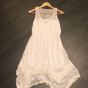 White Linen/Lace Dress